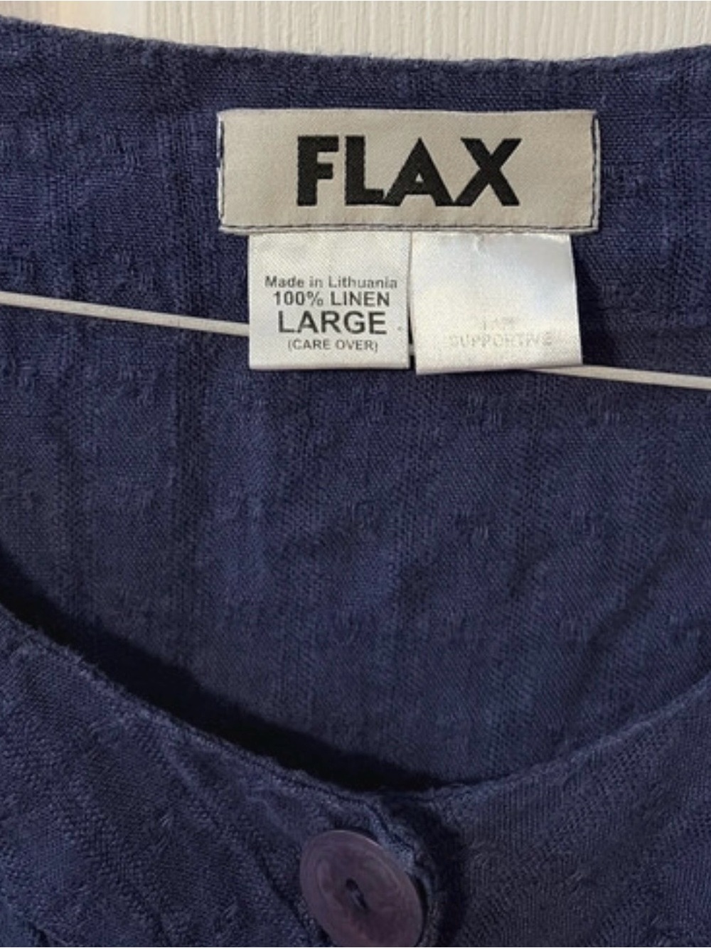 FLAX Navy Linen Button-Front Top - Picture 2 of 4